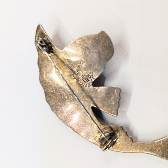 Fabulous Vintage Mexican Sterling Fish Amethyst - Picture 4 of 6